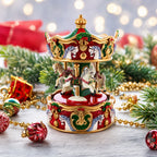 Animated Musical Christmas Carousel Figurine - Rotating Horse Music Box Musical Figurines > Carousels La Vie Bien Animated Musical Christmas Carousel Figurine - Rotating Horse Music Box
