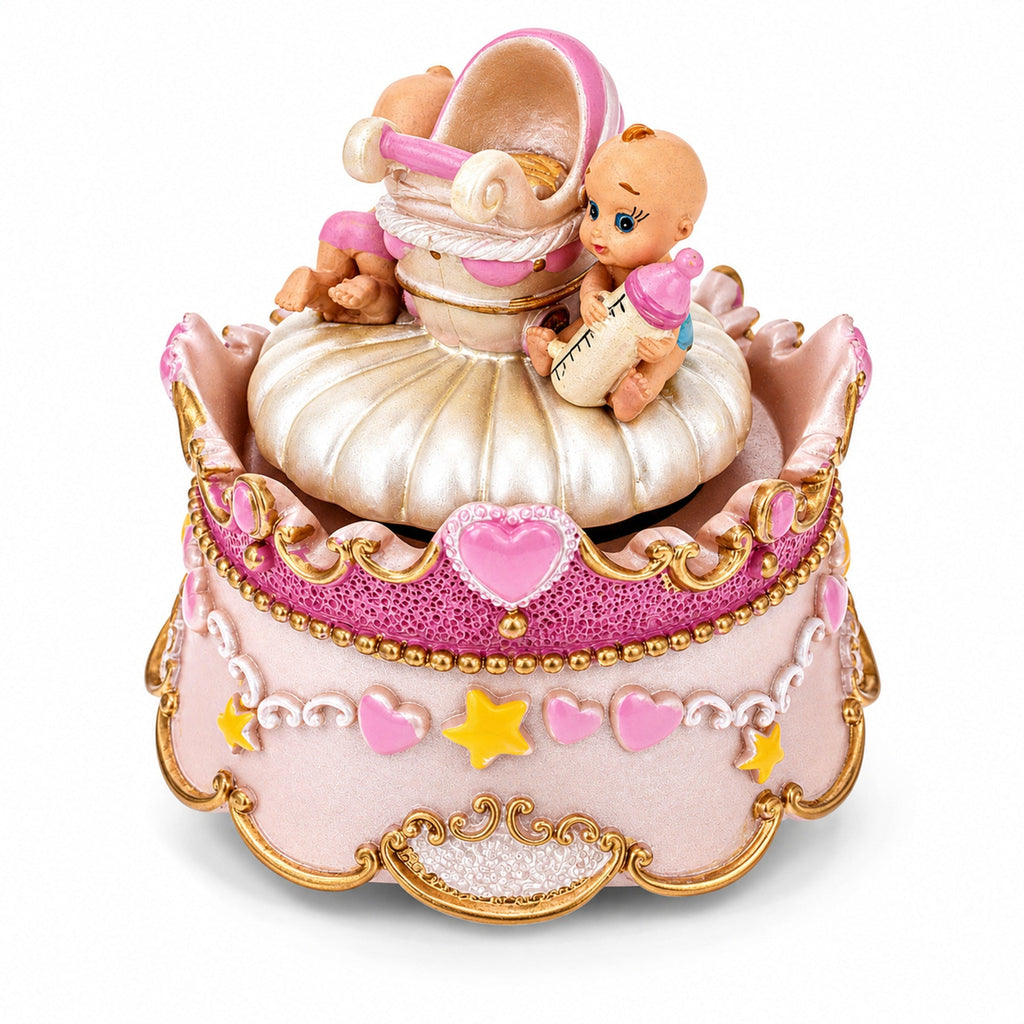 Animated Musical Cradle Babies Figurine - Rotating Nursery Song Music Box Musical Figurines > Children La Vie Bien Animated Musical Cradle Babies Figurine - Rotating Nursery Song Music Box