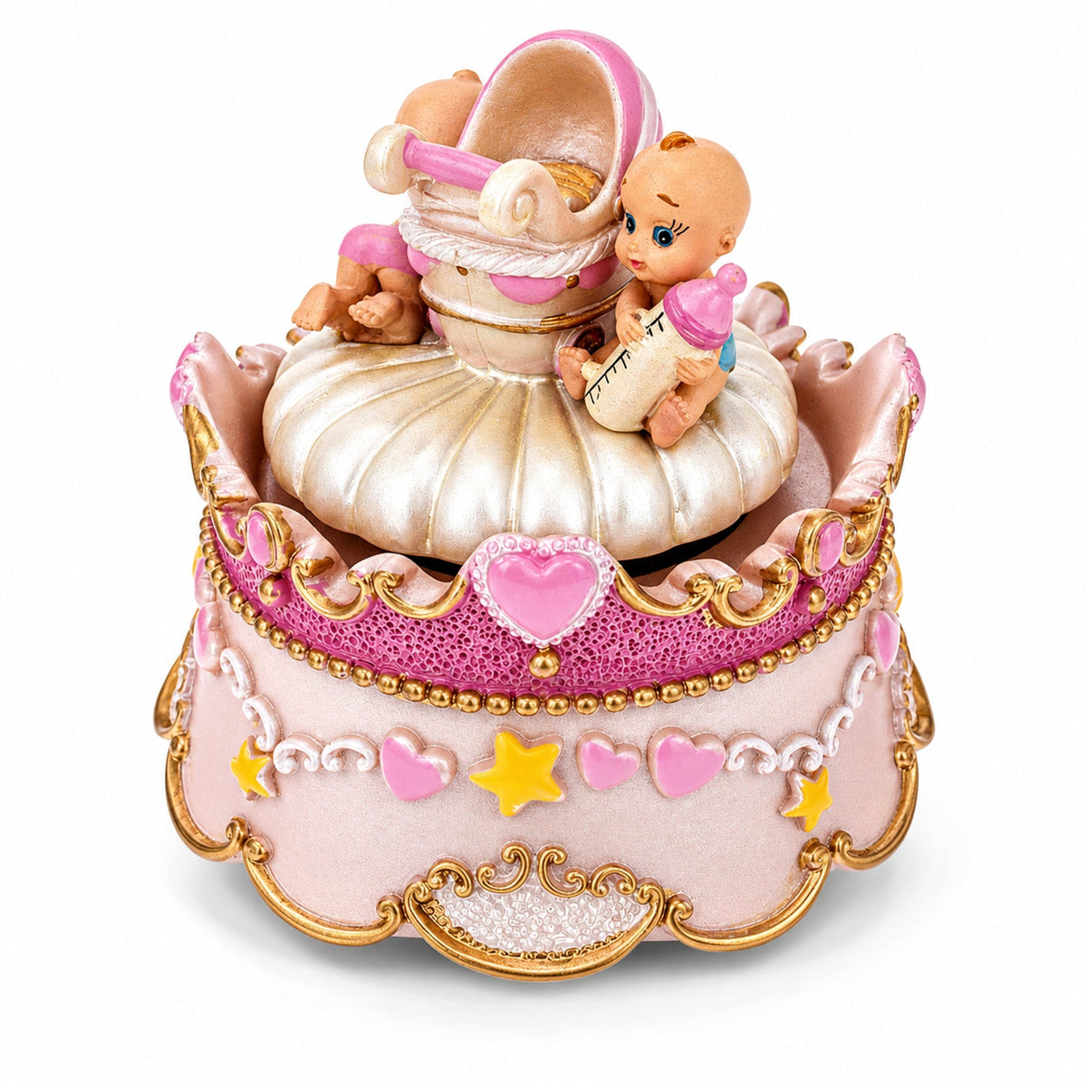 Animated Musical Cradle Babies Figurine - Rotating Nursery Song Music Box Musical Figurines > Children La Vie Bien Animated Musical Cradle Babies Figurine - Rotating Nursery Song Music Box