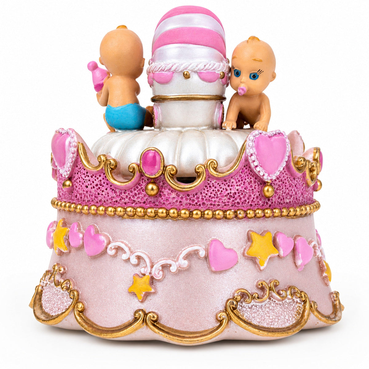 Animated Musical Cradle Babies Figurine - Rotating Nursery Song Music Box Musical Figurines > Children La Vie Bien Animated Musical Cradle Babies Figurine - Rotating Nursery Song Music Box
