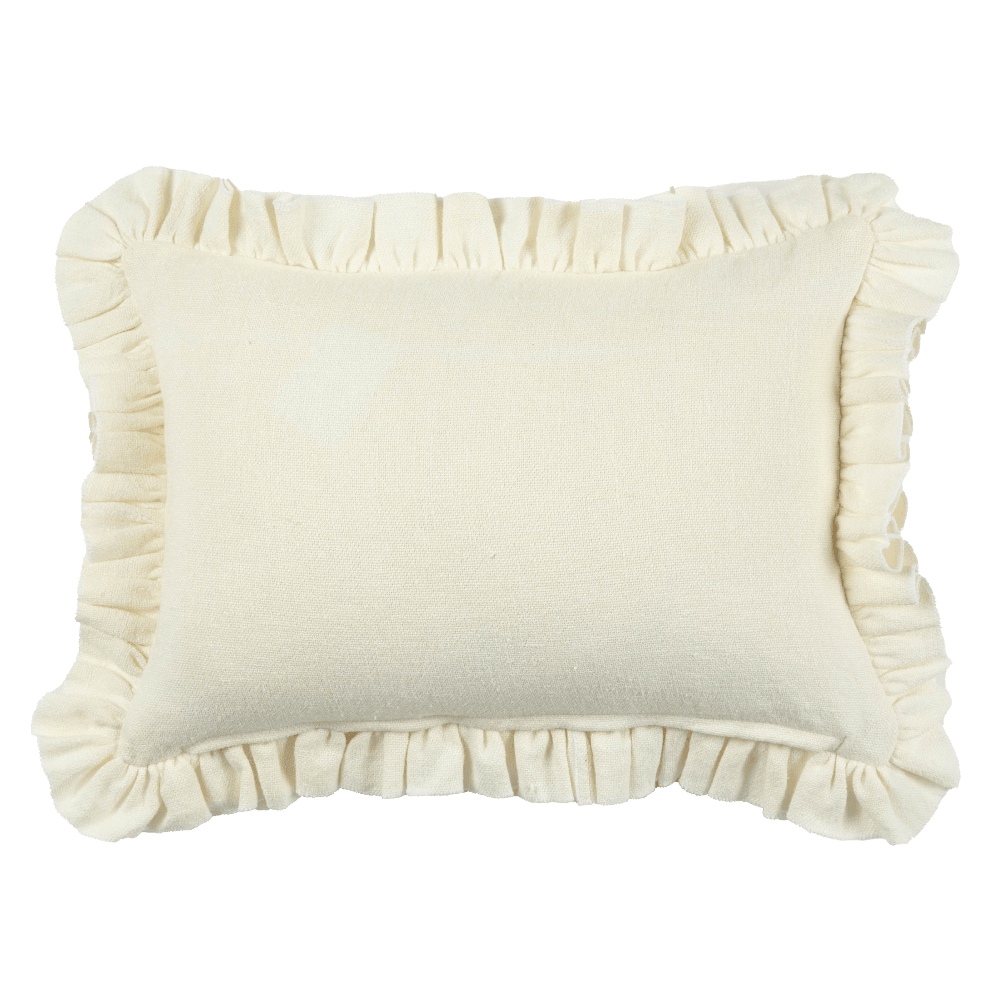 Anita Linen Solid Throw Pillow Cover, Cream Ruffled by White Cliff Studio