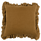 Anita Linen Solid Throw Pillow Cover, Mustard Ruffled by White Cliff Studio
