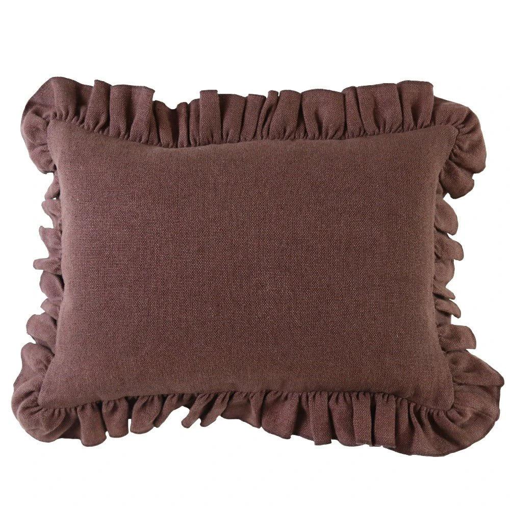 Anita Linen Solid Throw Pillow Cover, Ruby Ruffled by White Cliff Studio