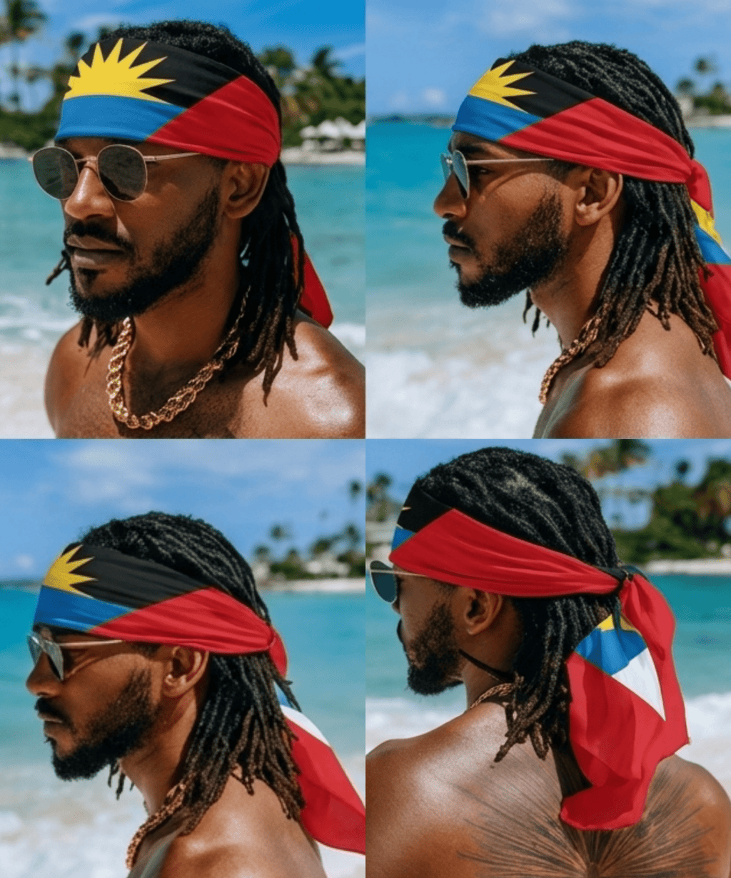Antigua & Barbuda Flag Bandana All-Over Print Bandana La Vie Bien Antigua & Barbuda Flag Bandana