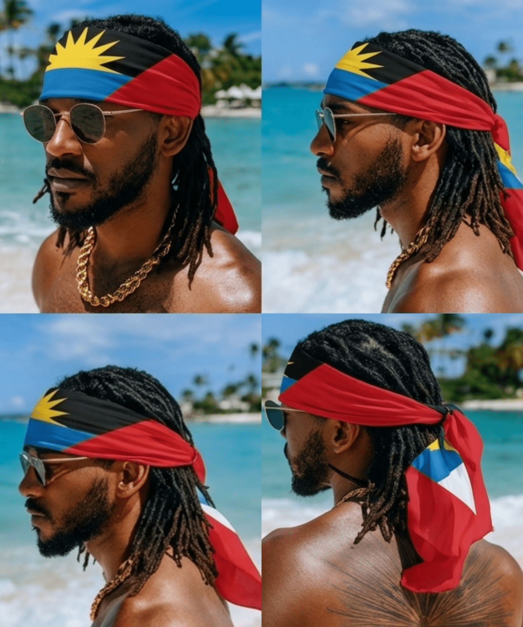 Antigua & Barbuda Flag Bandana All-Over Print Bandana La Vie Bien Antigua & Barbuda Flag Bandana