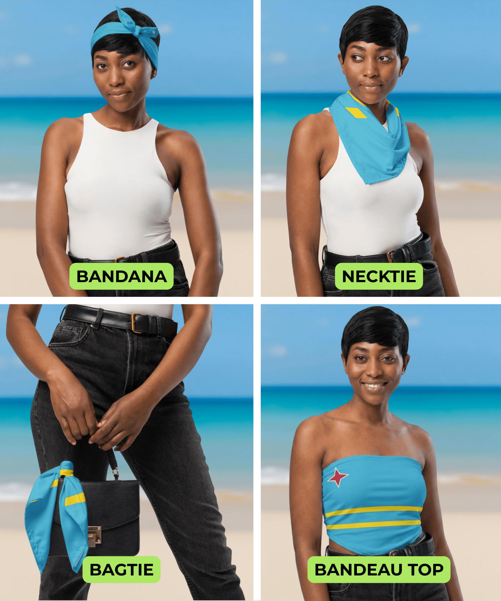 Antigua & Barbuda Flag Bandana All-Over Print Bandana La Vie Bien Antigua & Barbuda Flag Bandana