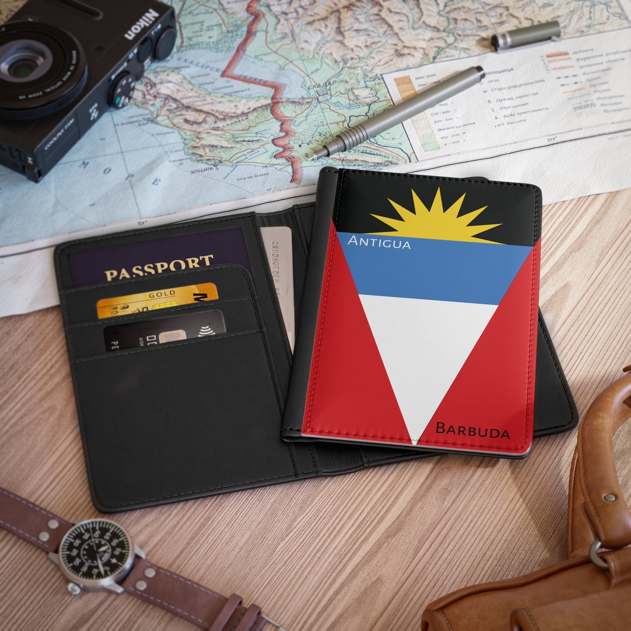 Antigua & Barbuda Flag Passport Cover Passport Cover La Vie Bien Antigua & Barbuda Flag Passport Cover