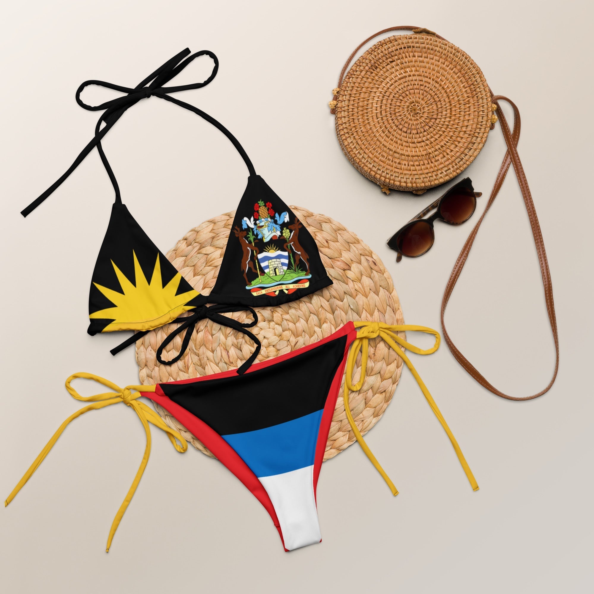 Antigua & Barbuda String Bikini All - Over Print Recycled String Bikini La Vie Bien Antigua & Barbuda String Bikini