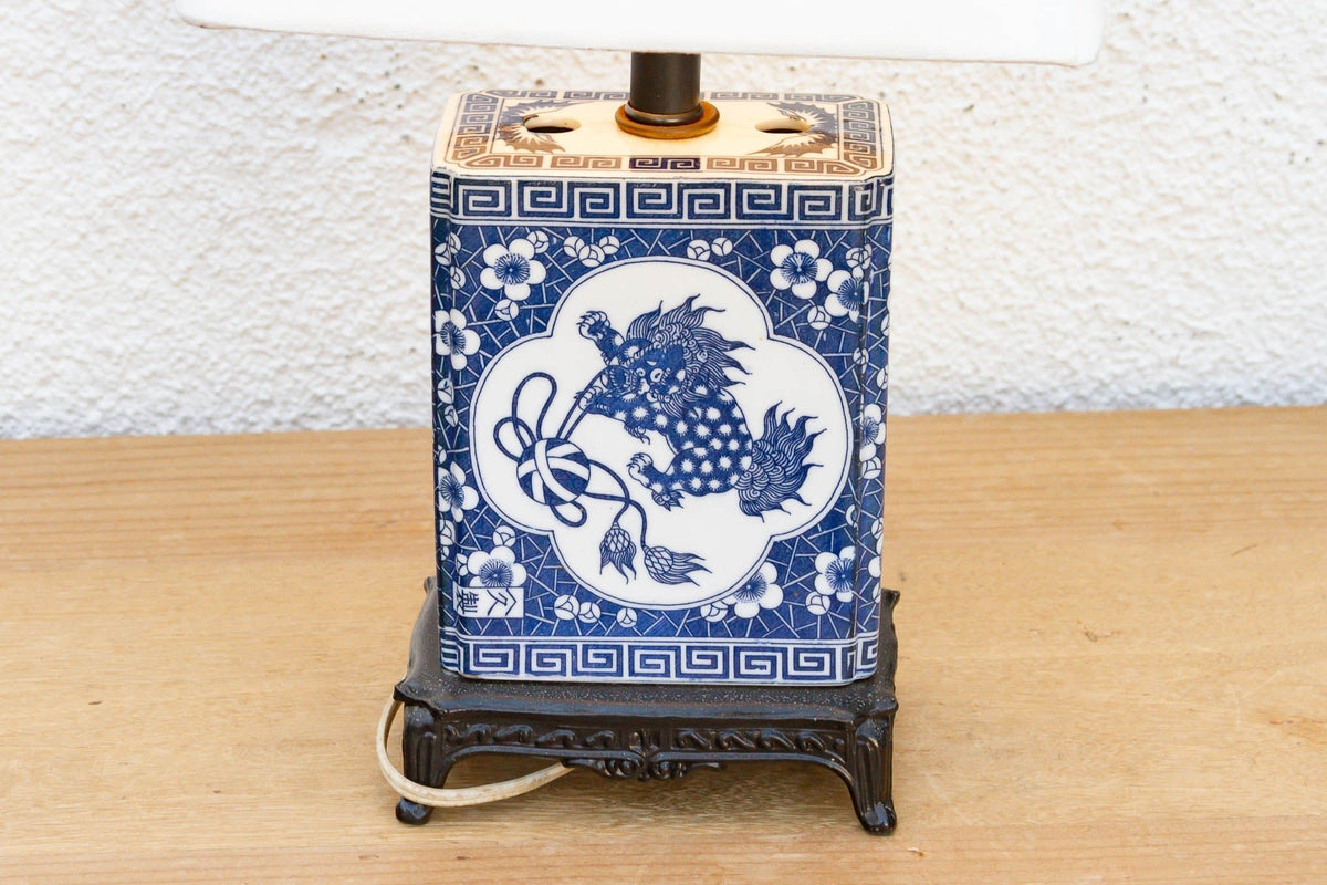 Antique Celestial Kirin Blue & White Petite Lamp Table Lamps La Vie Bien Antique Celestial Kirin Blue & White Petite Lamp