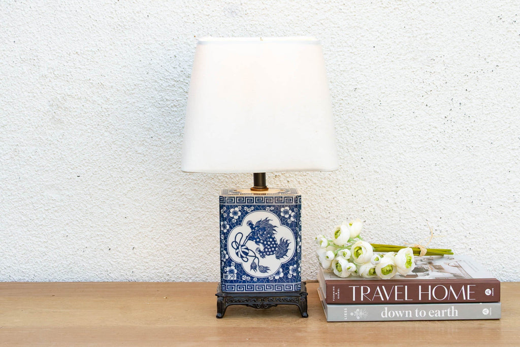 Antique Celestial Kirin Blue & White Petite Lamp Table Lamps La Vie Bien Antique Celestial Kirin Blue & White Petite Lamp