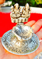 Antique Finish German Silver Laxmi Ganesh Diya La Vie Bien Antique Finish German Silver Laxmi Ganesh Diya