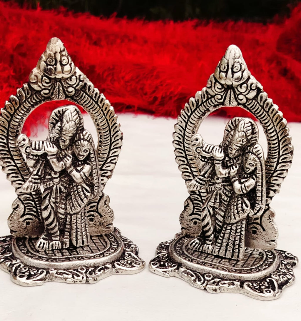 Antique Finish German Silver Radha Krishna with Arch - Krishna Janmashtami Gift/Favors La Vie Bien Antique Finish German Silver Radha Krishna with Arch - Krishna Janmashtami Gift/Favors