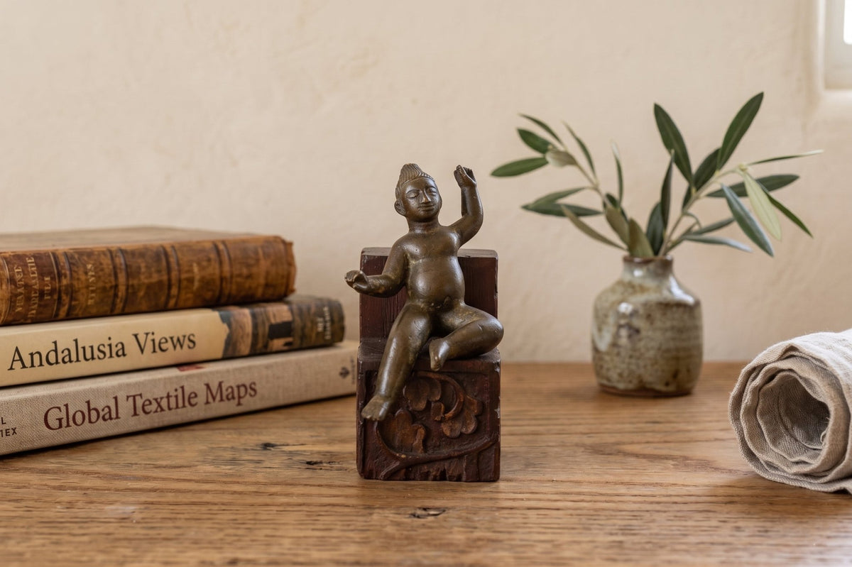 Antique Miniature Lost-Wax Bronze Balakrishna Figurine La Vie Bien Antique Miniature Lost-Wax Bronze Balakrishna