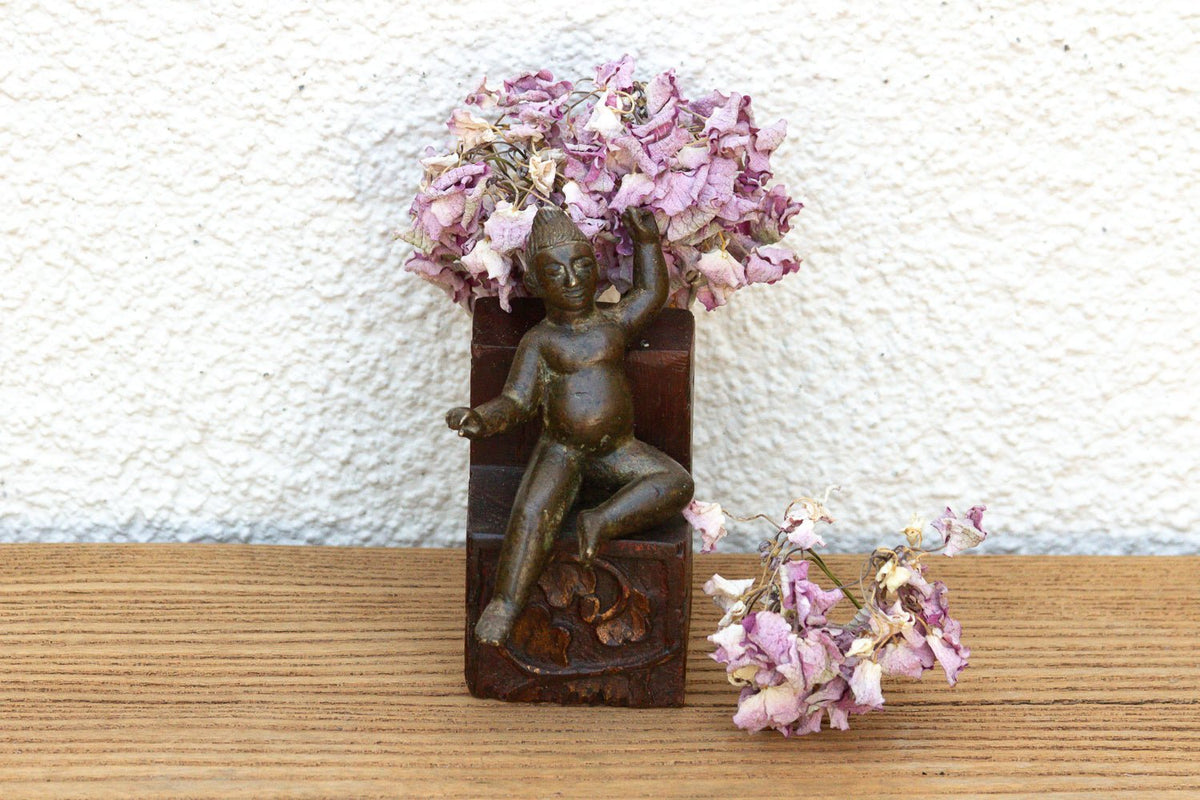 Antique Miniature Lost-Wax Bronze Balakrishna Figurine La Vie Bien Antique Miniature Lost-Wax Bronze Balakrishna