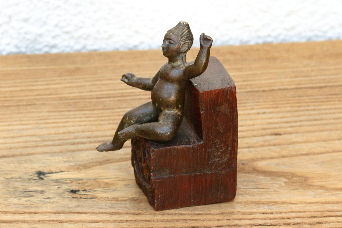 Antique Miniature Lost-Wax Bronze Balakrishna Figurine La Vie Bien Antique Miniature Lost-Wax Bronze Balakrishna
