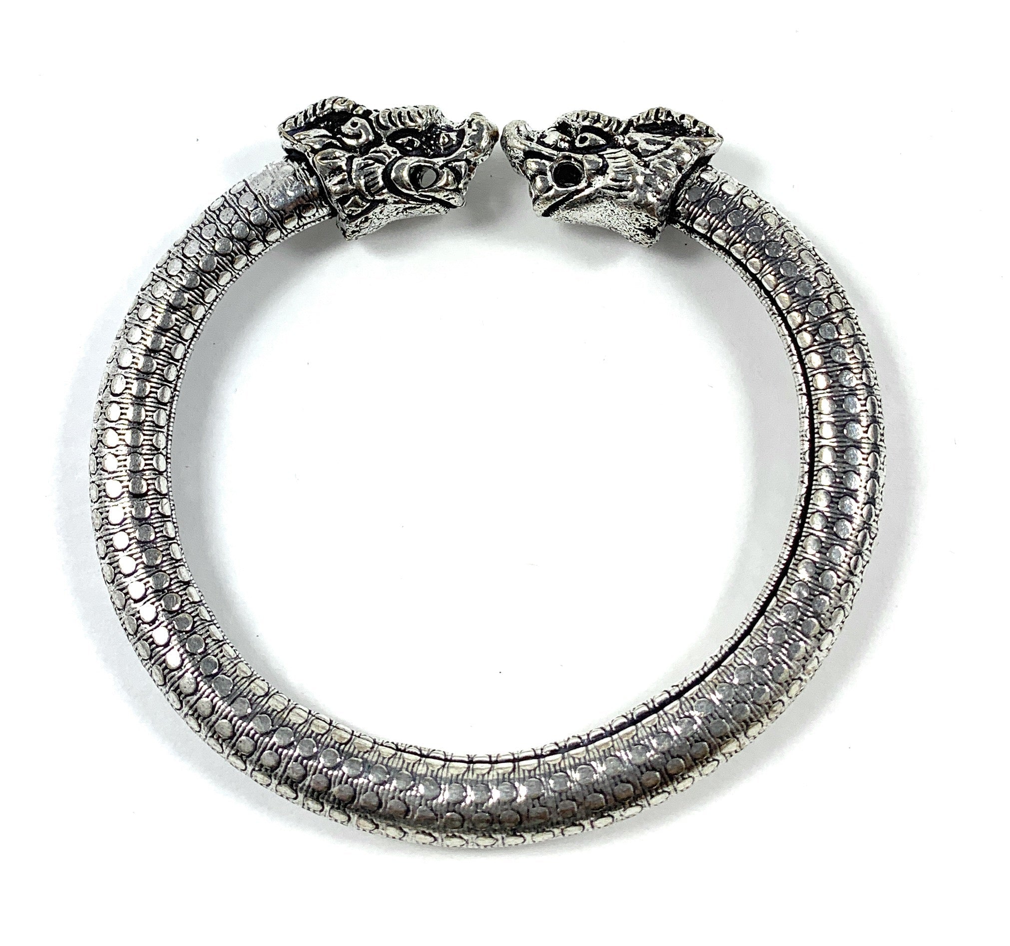 Antique Norse Bracelet With Lion Heads & Dotted Pattern Accessories La Vie Bien Antique Norse Bracelet With Lion Heads & Dotted Pattern