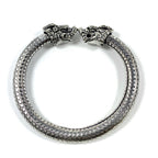 Antique Norse Bracelet With Lion Heads & Dotted Pattern