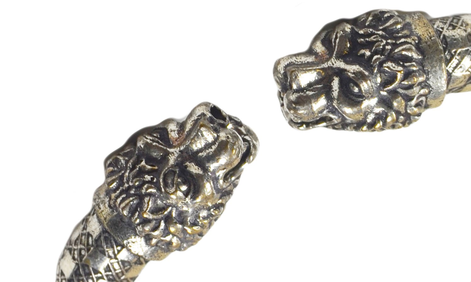 Antique Norse Lion Heads Viking Bracelet With Square Pattern Accessories La Vie Bien Antique Norse Lion Heads Viking Bracelet With Square Pattern