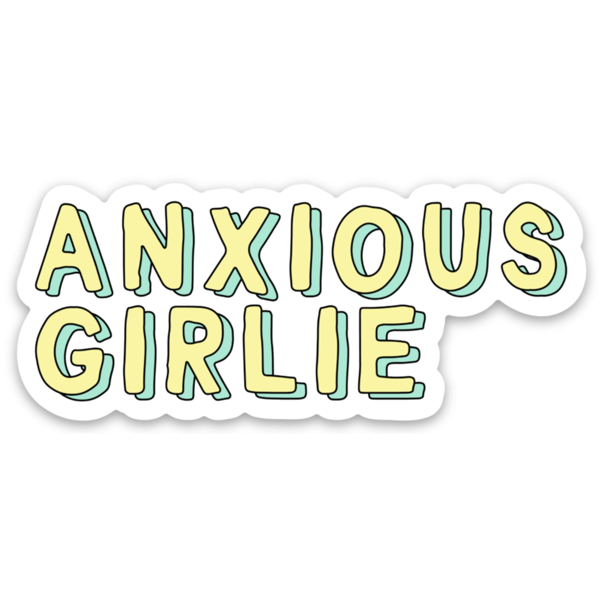 Anxious Girlie Funny Laptop Vinyl Sticker by Five Dot Post