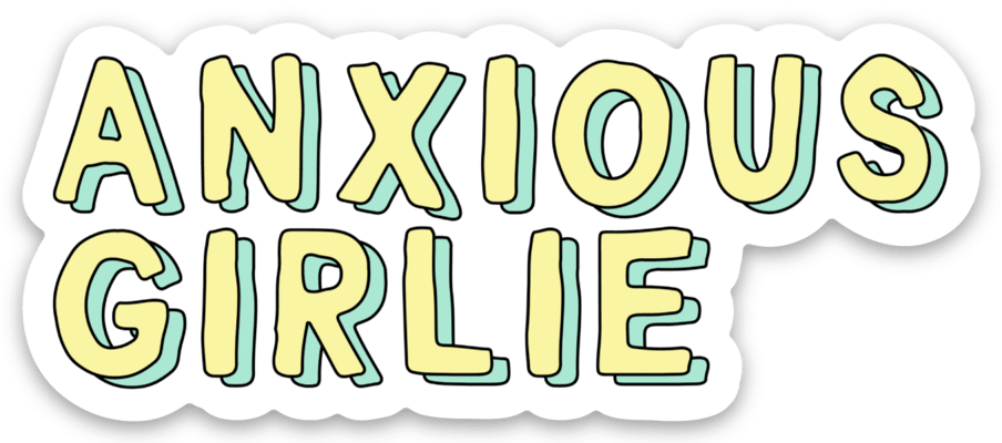 Anxious Girlie Funny Laptop Vinyl Sticker by Five Dot Post