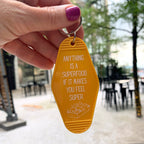 Anything is a Superfood If It Makes You Feel Super Motel Style Keychain in Queso Gold by The Bullish Store