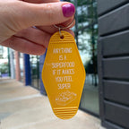 Anything is a Superfood If It Makes You Feel Super Motel Style Keychain in Queso Gold by The Bullish Store
