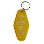 Anything is a Superfood If It Makes You Feel Super Motel Style Keychain in Queso Gold by The Bullish Store