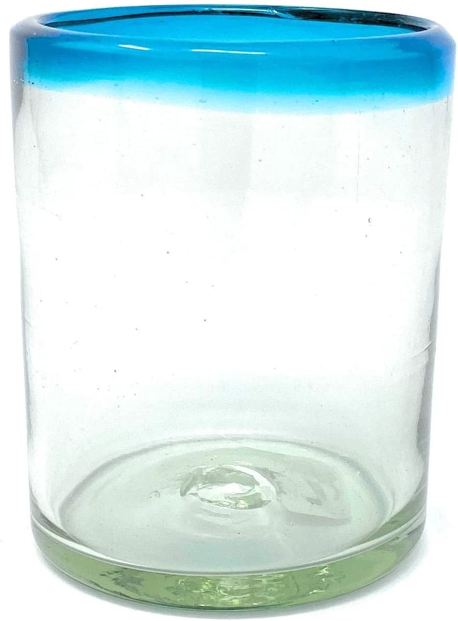 Aqua Rim Tumbler Glasses - Set of 6 (10 oz each) by Dos Sueños