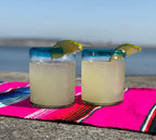 Aqua Rim Tumbler Glasses - Set of 6 (10 oz each) by Dos Sueños
