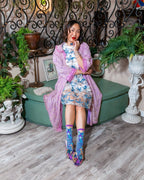 Aquamarine Peacock Sheer Crew Sock by Sock Candy