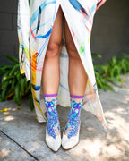 Aquamarine Peacock Sheer Crew Sock by Sock Candy