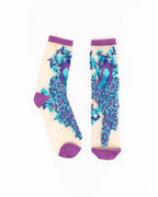 Aquamarine Peacock Sheer Crew Sock by Sock Candy