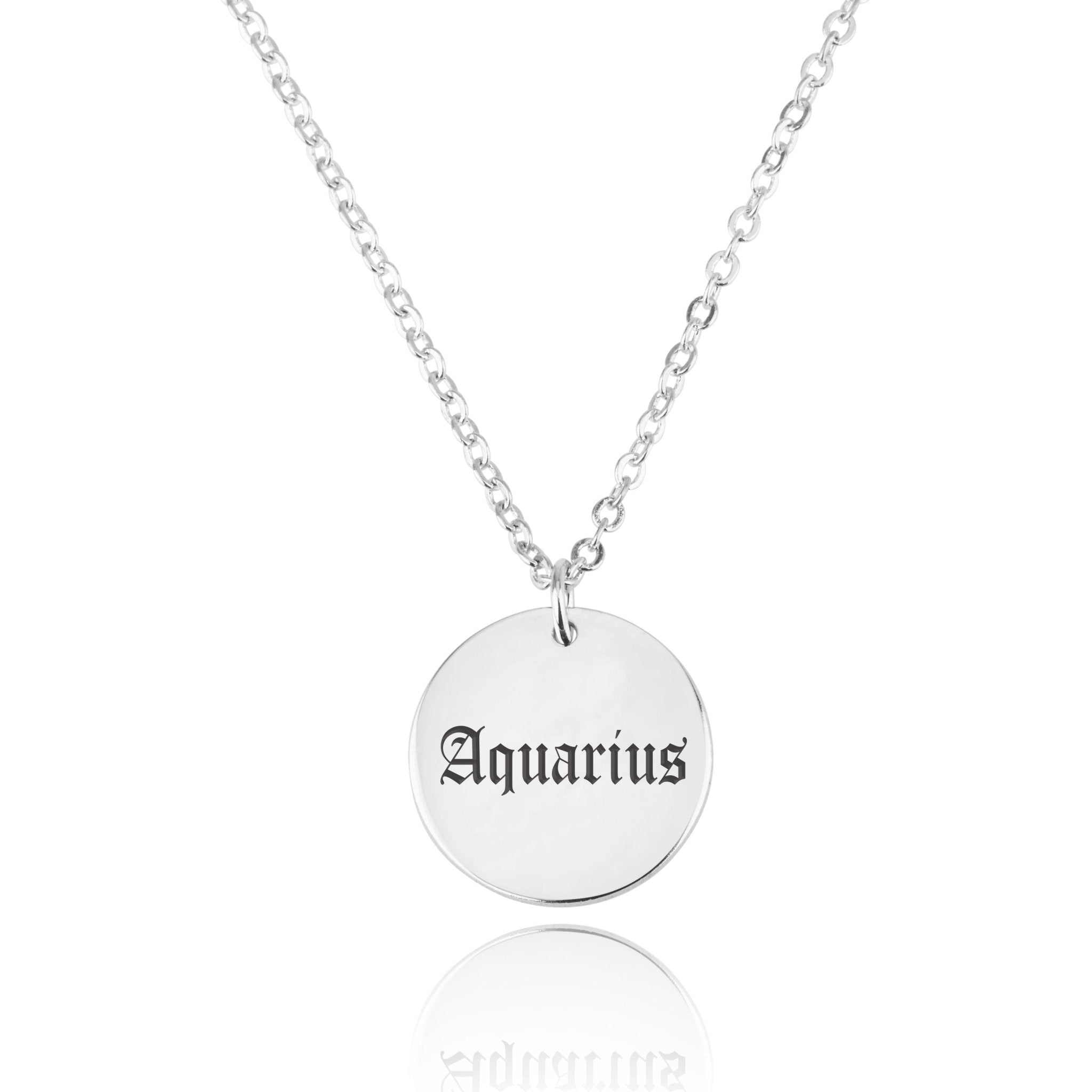 Aquarius Script Disk Necklace La Vie Bien Aquarius Script Disk Necklace