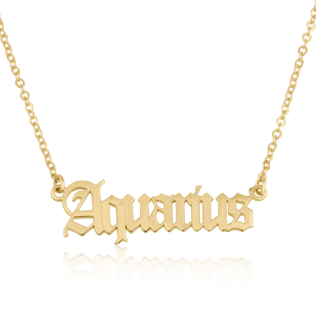 Aquarius Script Necklace La Vie Bien Aquarius Script Necklace