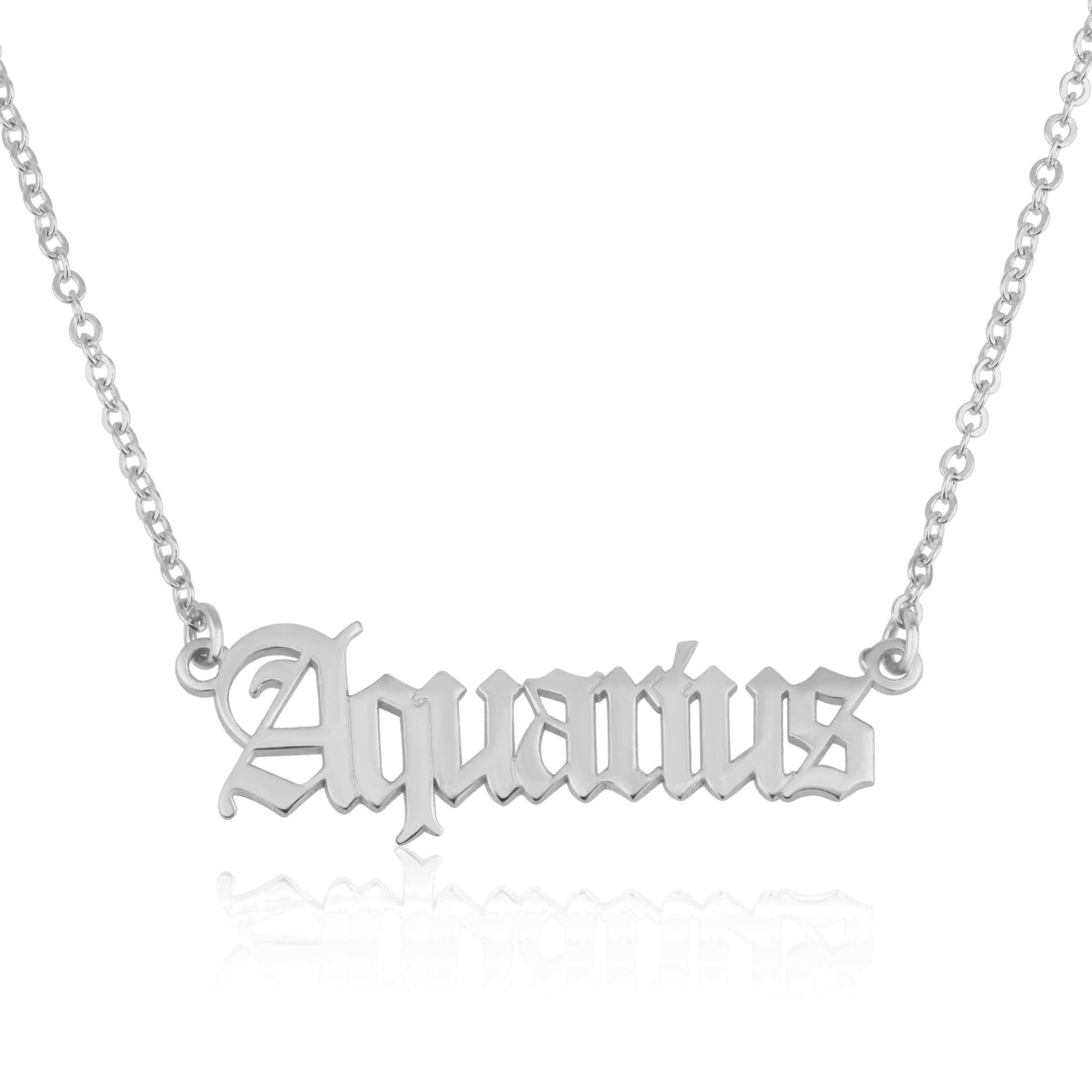 Aquarius Script Necklace La Vie Bien Aquarius Script Necklace