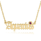Aquarius Script Necklace With Swarovski Birthstone La Vie Bien Aquarius Script Necklace With Swarovski Birthstone