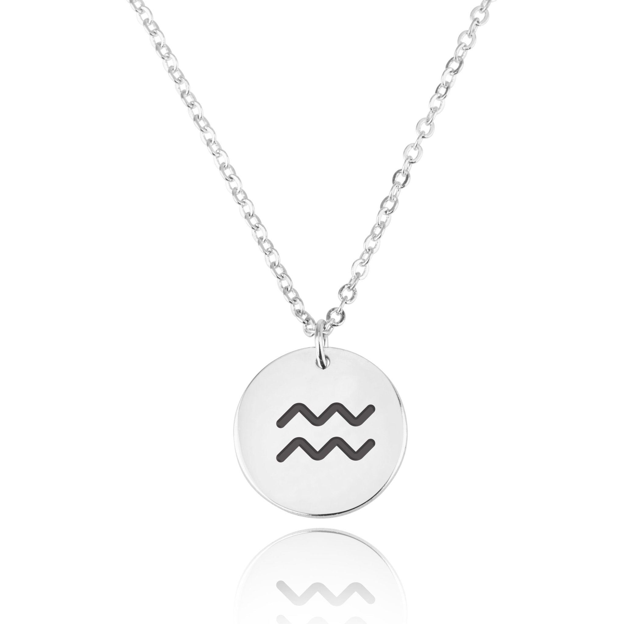 Aquarius Zodiac Sign Disk Necklace La Vie Bien Aquarius Zodiac Sign Disk Necklace