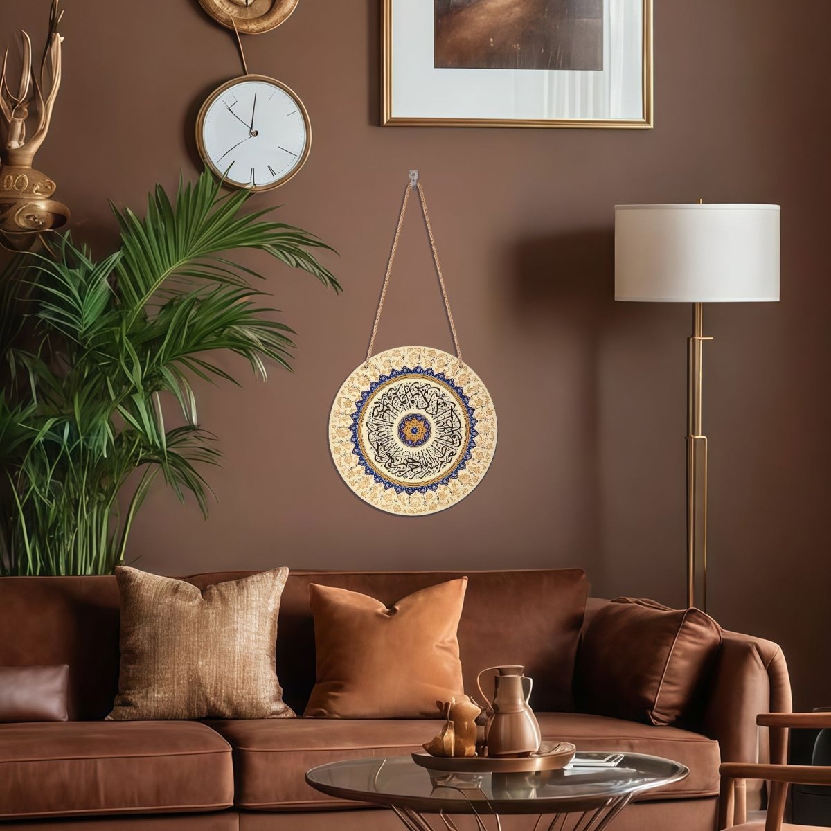 Arabic Calligraphy Art Decor Islamic Wooden Round Wall Hanging (MAC408) La Vie Bien Arabic Calligraphy Art Decor Islamic Wooden Round Wall Hanging (MAC408)