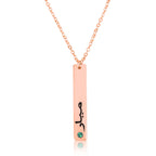 Arabic Vertical Bar Necklace With Birthstone