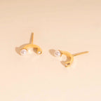 Arc and Pearl Stud Earrings by Oh Clementine