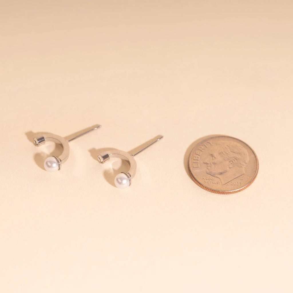Arc and Pearl Stud Earrings by Oh Clementine
