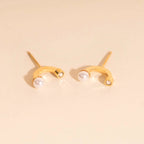 Arc and Pearl Stud Earrings by Oh Clementine