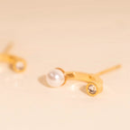 Arc and Pearl Stud Earrings by Oh Clementine
