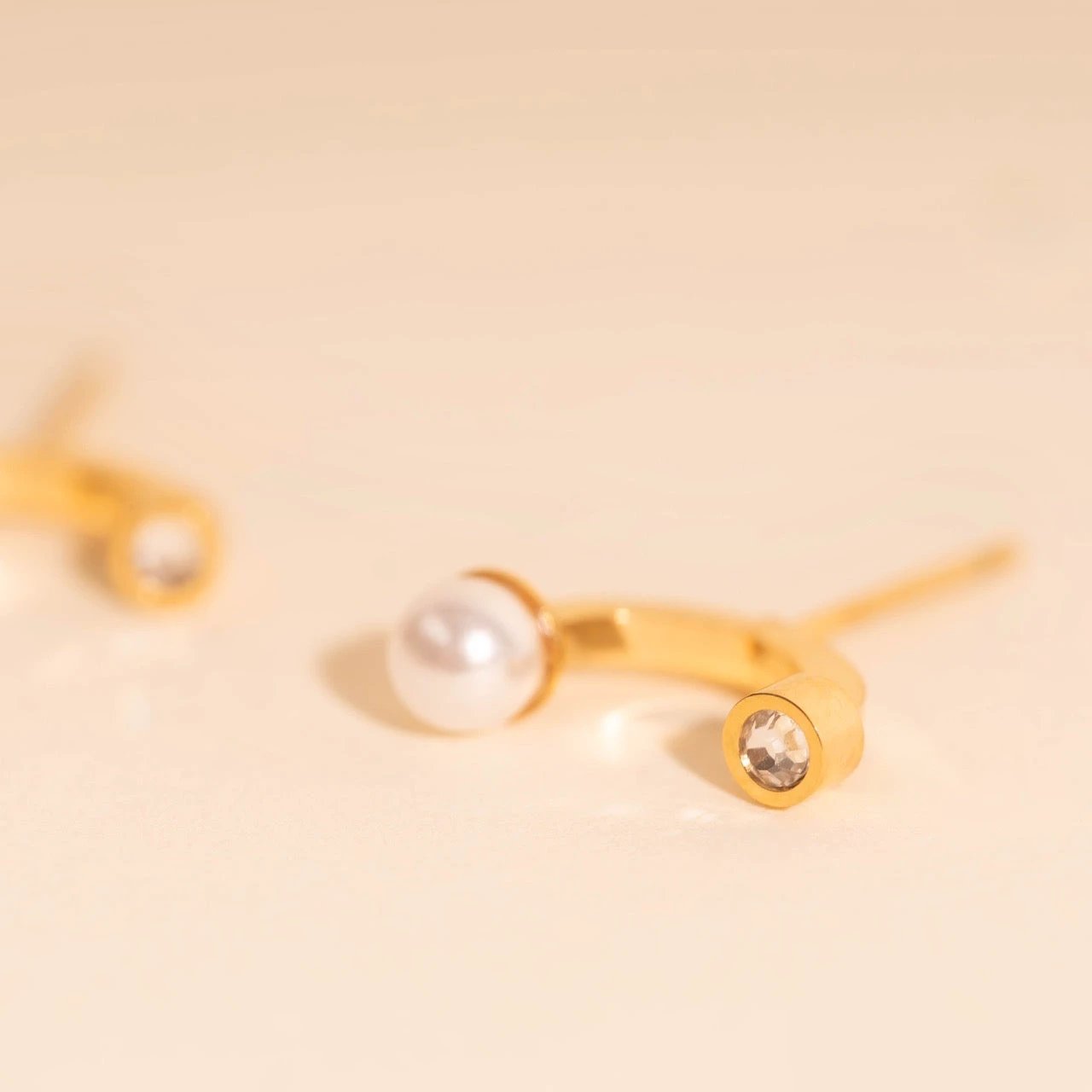 Arc and Pearl Stud Earrings by Oh Clementine