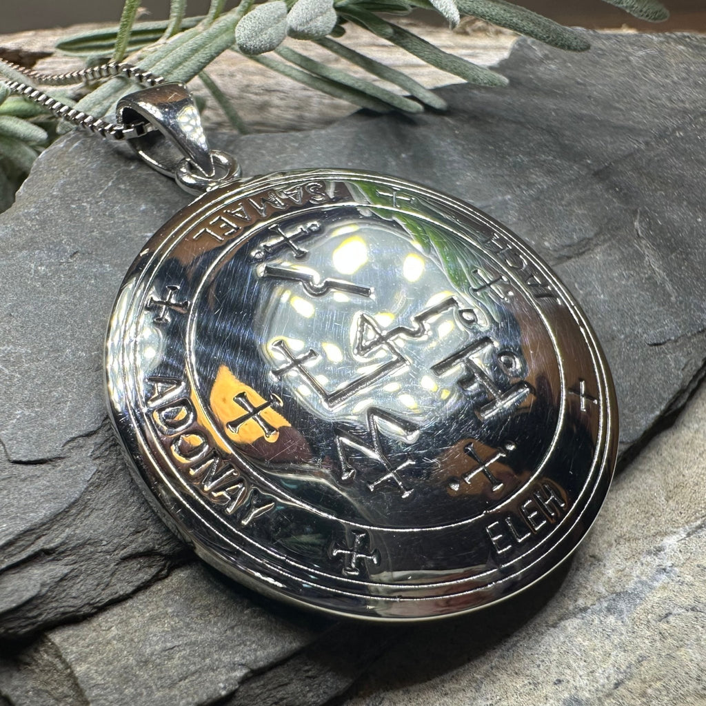 Archangel Samael Sigil Pendant in Sterling Silver Pendant La Vie Bien Archangel Samael Sigil Pendant in Sterling Silver
