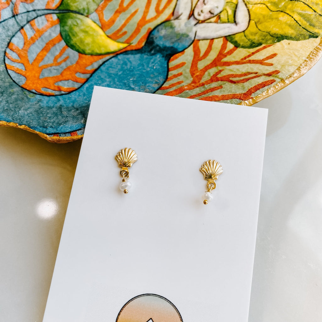 Ariel Sea Shell Stud Earrings Earrings La Vie Bien Ariel Sea Shell Stud Earrings