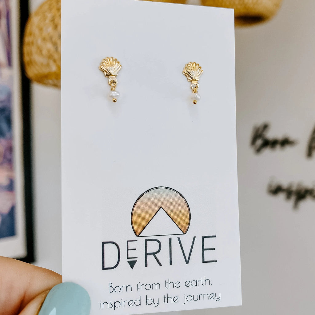 Ariel Sea Shell Stud Earrings by Derive Jewelry
