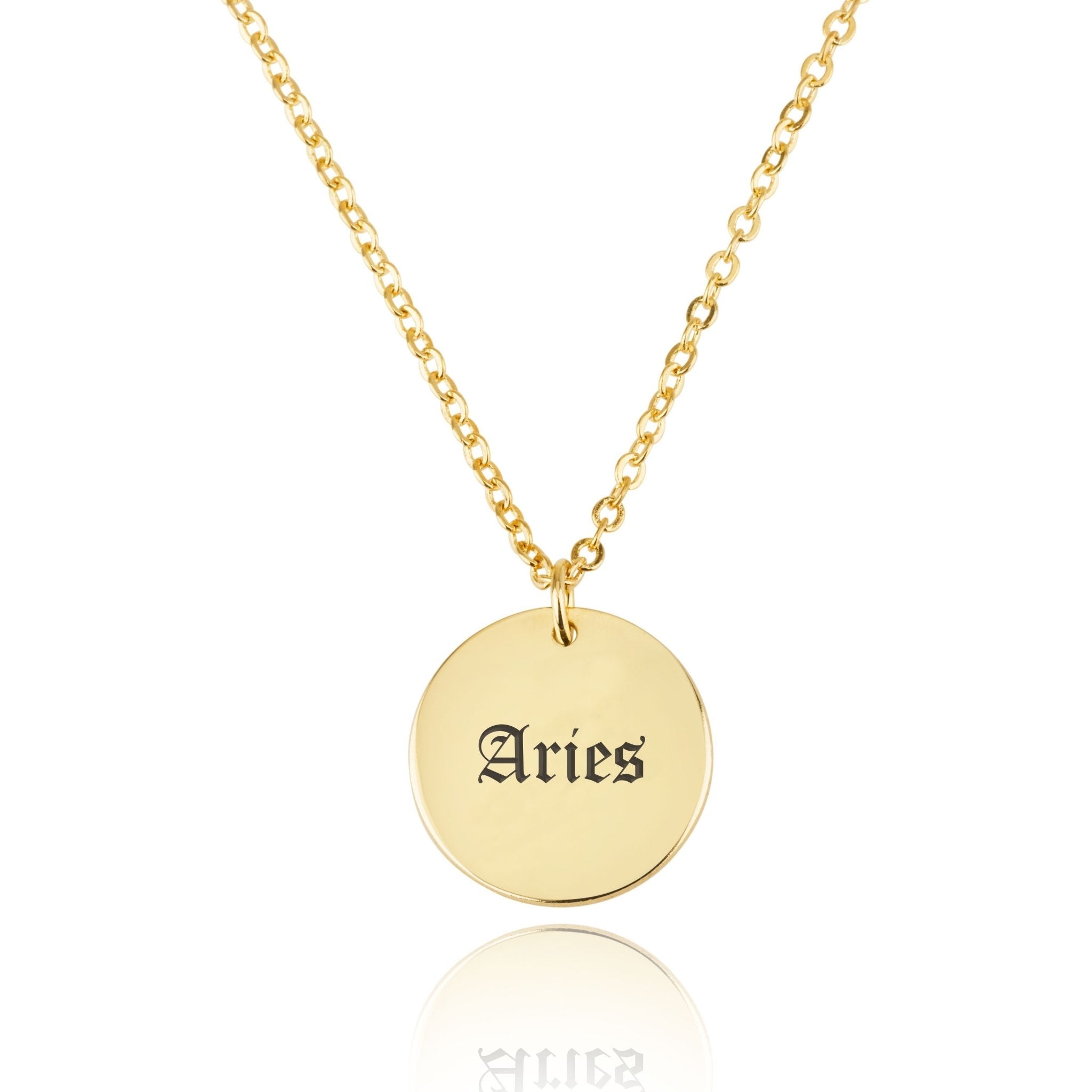 Aries Script Disk Necklace La Vie Bien Aries Script Disk Necklace