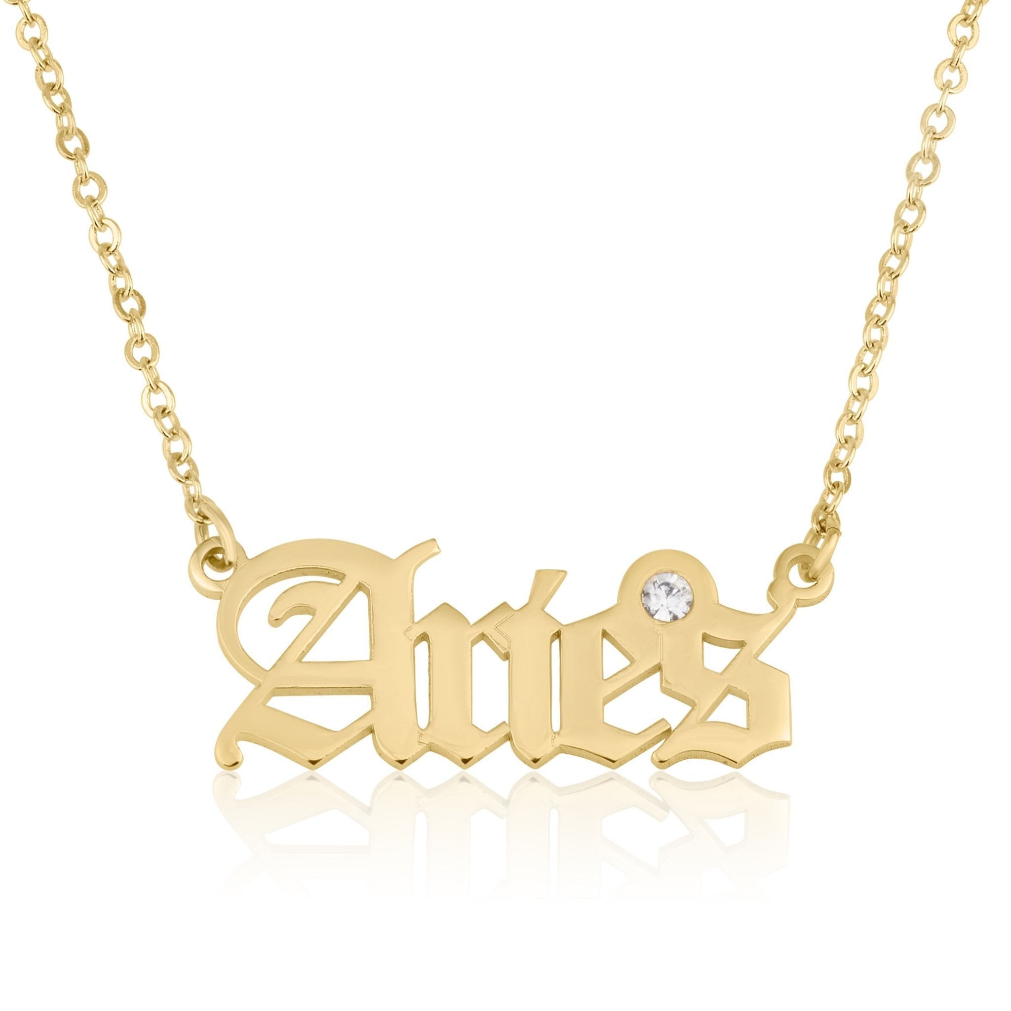 Aries Script Necklace With Swarovski Birthstone La Vie Bien Aries Script Necklace With Swarovski Birthstone
