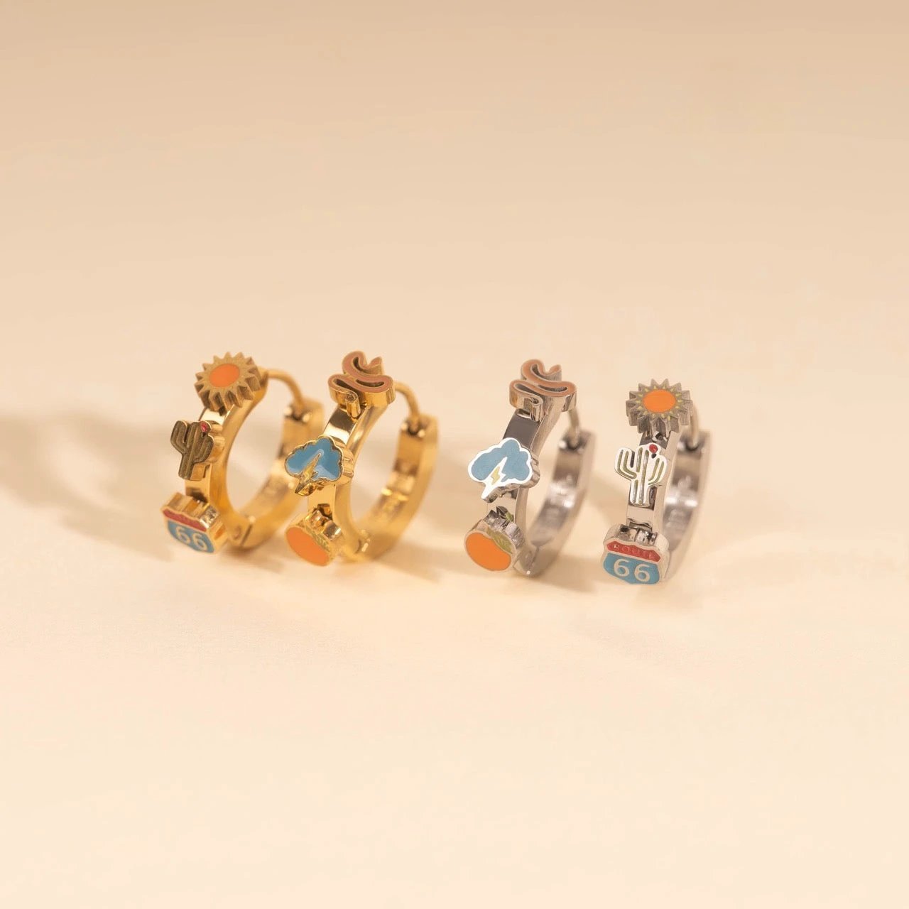 Arizona Desert 3D Huggie Hoop Earrings by Oh Clementine